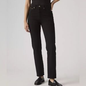 Levis Premium Wedgie Straight High Rise Ankle Jeans Black Sprout size 33